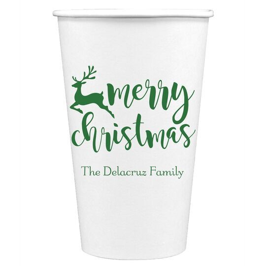 Merry Christmas Reindeer Paper Coffee Cups
